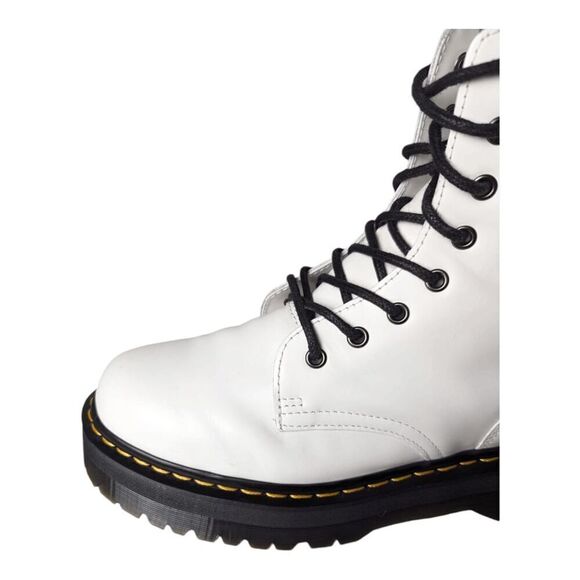 DR. MARTENS Jadon White Smooth Leather Combat Boot Size M9/W10 - Picture 10 of 13